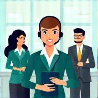 Support team helping clients